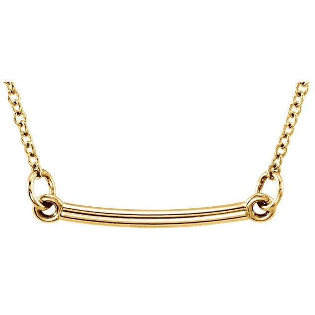 14K Gold Petite Bar Necklace with 18 inch Chain
