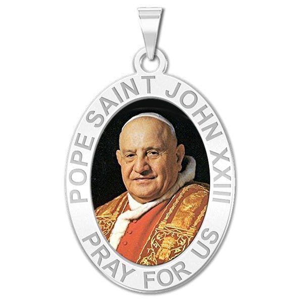 Pope Saint John XXIII Oval Religious Medal "Color EXCLUSIVE"