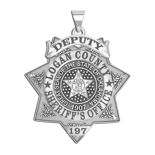 Personalized Oklahoma 7-Point Star Sheriff Badge with Rank, Number & Dept.