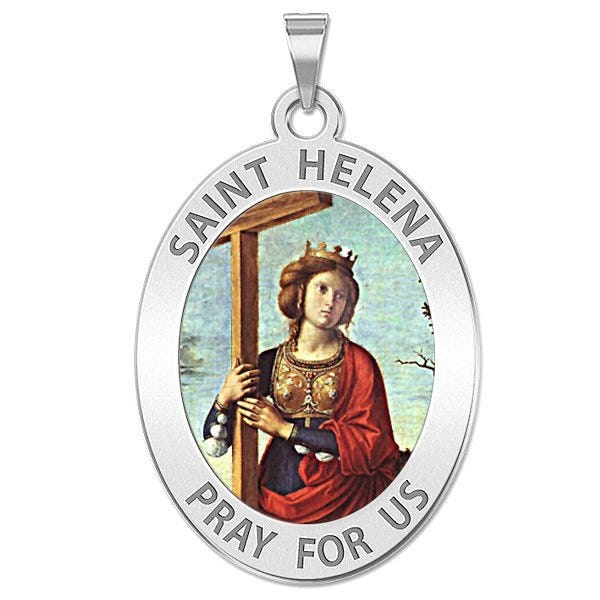 Saint Helena Oval Religious Color Medal