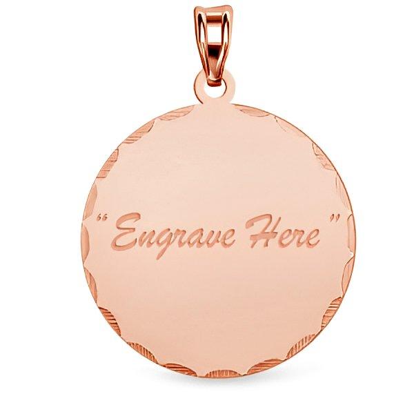 Round w/ Diamond Cut Edge Engraved Pendant