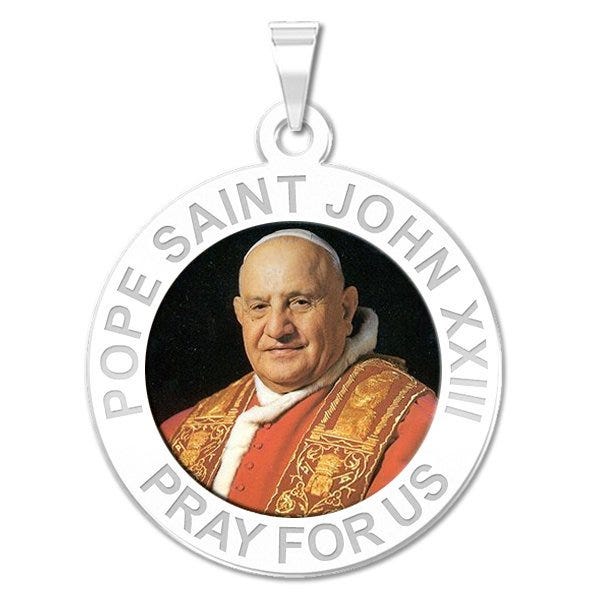 Pope Saint John XXIII Religious Round Medal Color