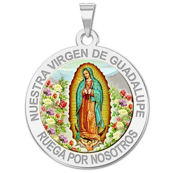 Nuestra Virgen De Guadalupe Round Color Religious Medal  "EXCLUSIVE"