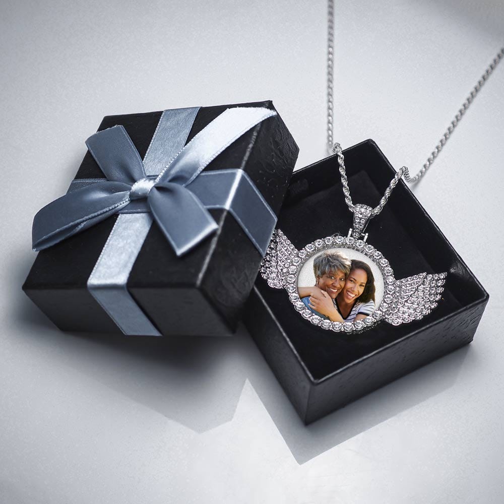 Photo Engraved Cubic Zirconia Angel Pendant