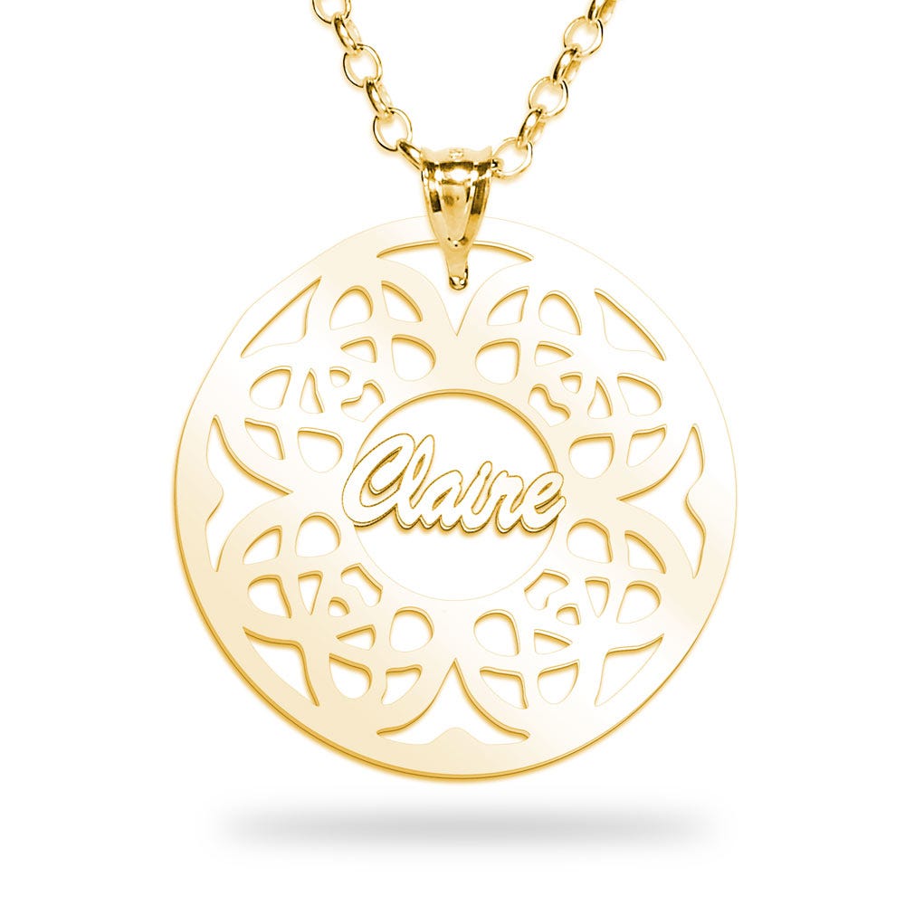 Modern Script Floral Name Pendant