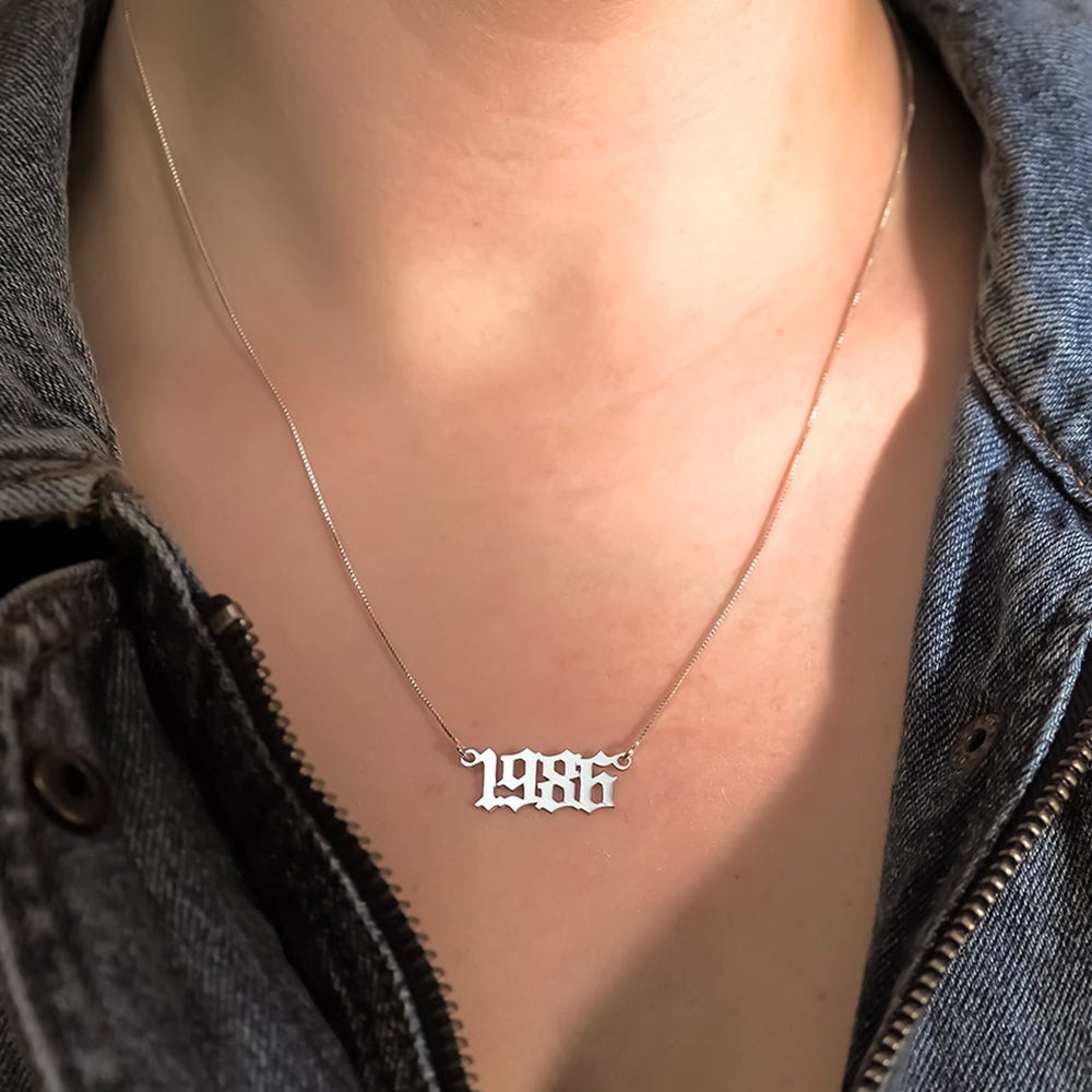 Old English Date Necklace with Chain Included