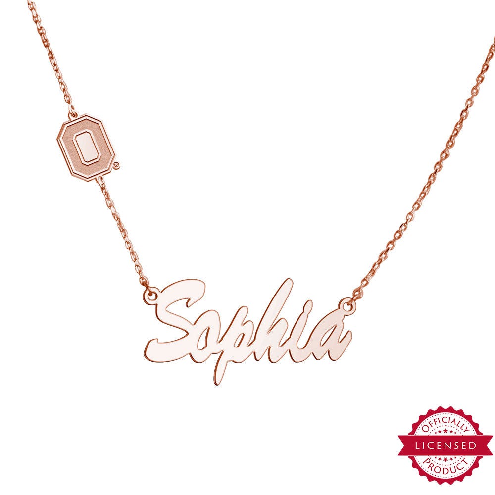 Ohio State University Name Necklace with O Logo Charm