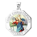 Saint Christopher Perfect Octagon Religious Medal - "Color EXCLUSIVE"
