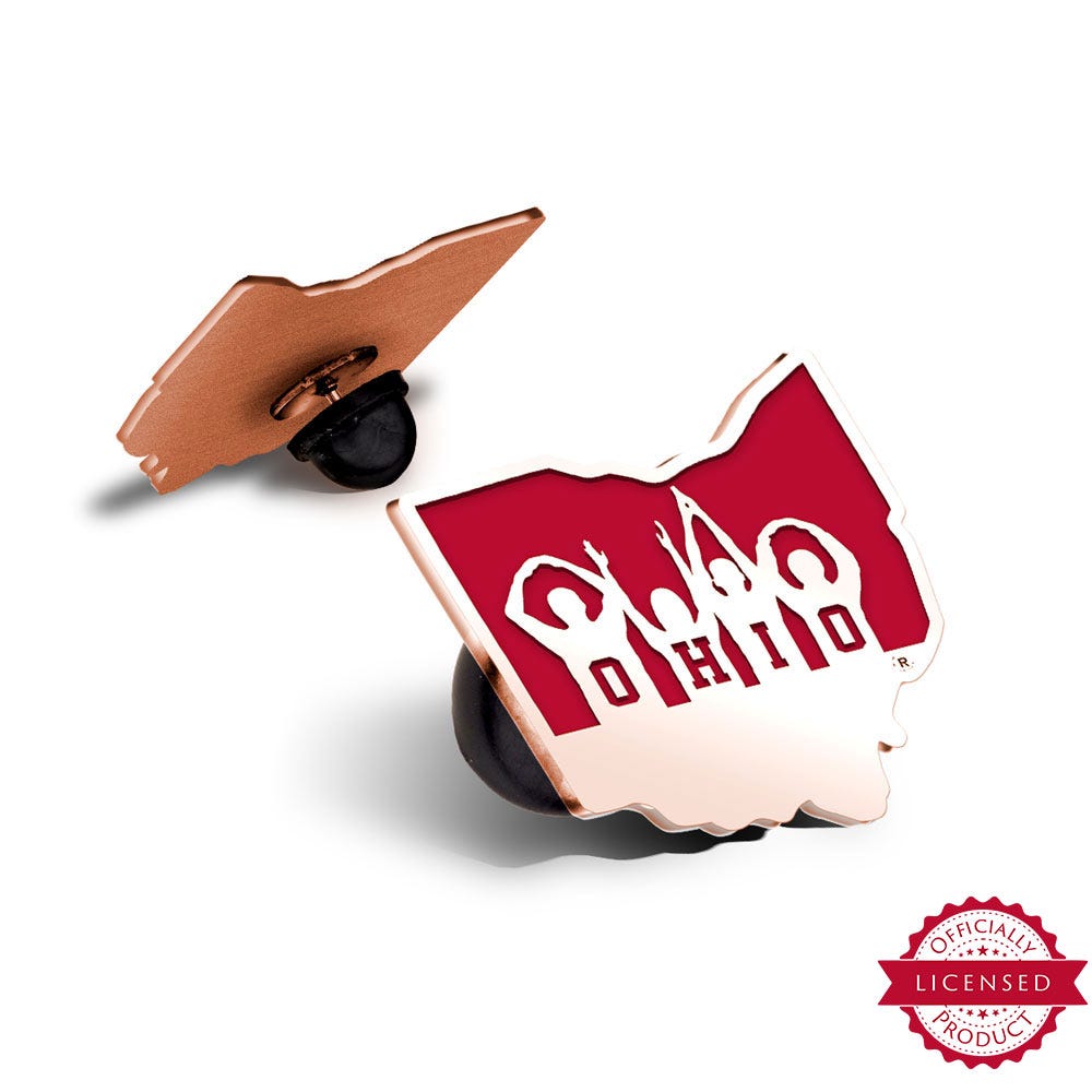 Ohio State University Color Enamel Ohio Outline Pin