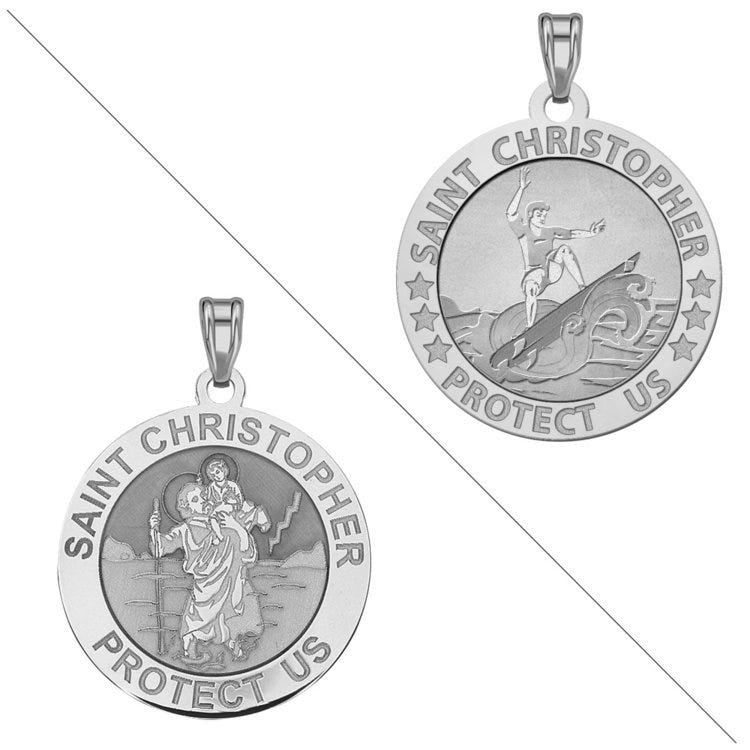 Surfing or Surf - Saint Christopher Doubledside Sports Religious Medal "EXCLUSIVE"