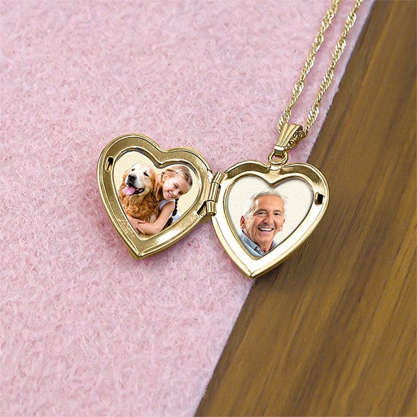Solid 14K Yellow Gold Small Heart Photo Locket