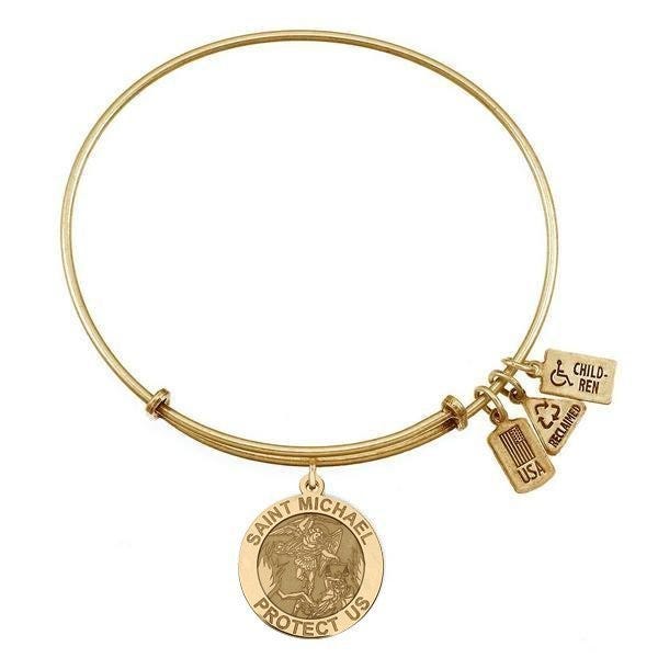 Expandable Bracelet W/ Saint Michael Round Religious Charm