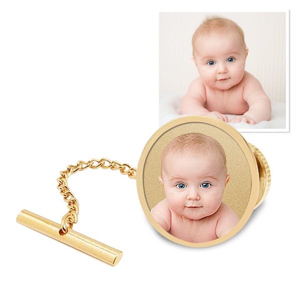 Photo Engraved Tie Tack Pendant