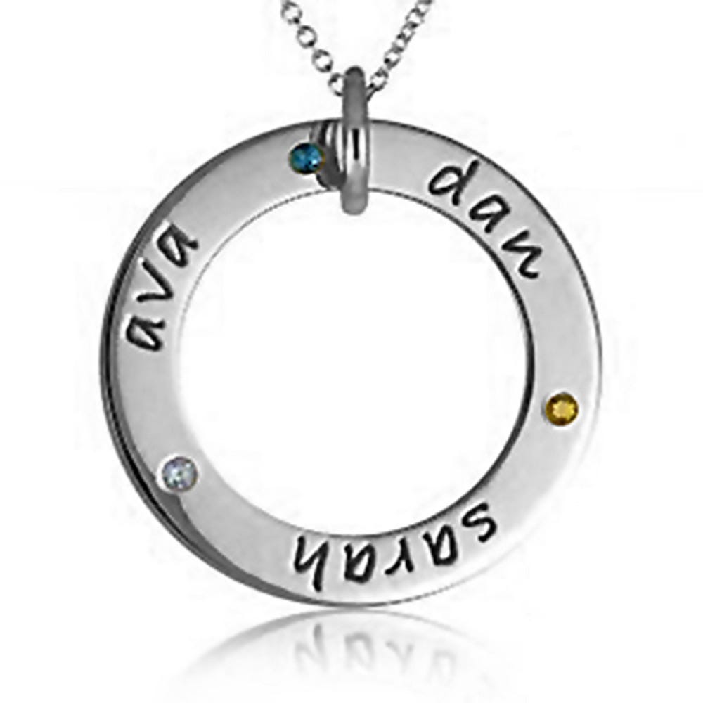 Personalized Three Birthstones Disc