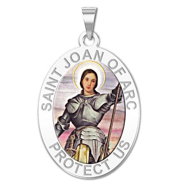 Saint Joan of Arc Religious Medal Color