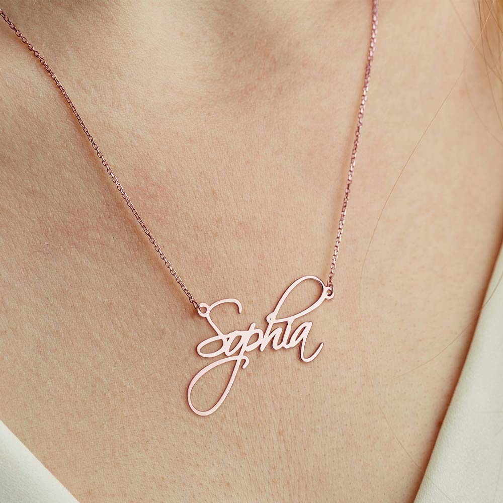 Dainty Script Name Necklace with chain
