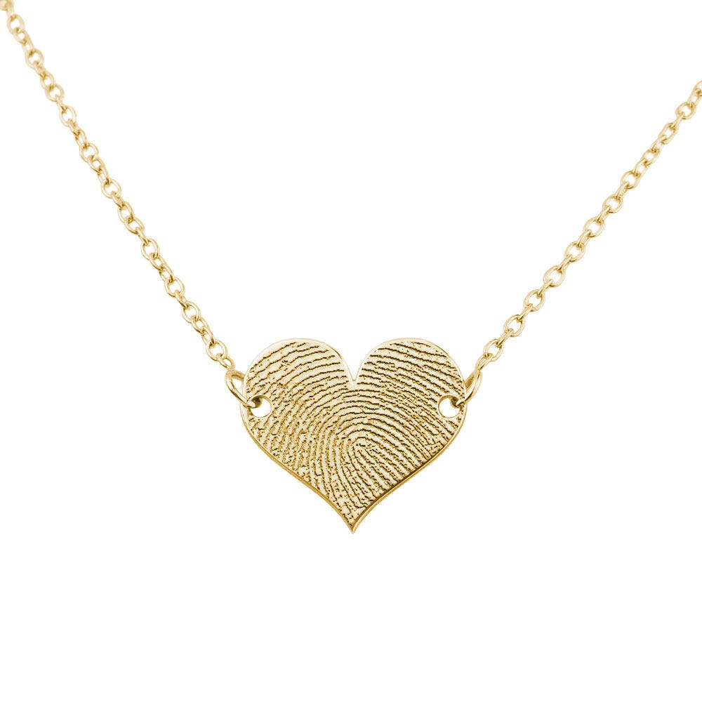 Petite Heart Fingerprint Necklace w/ 18 Inch Chain