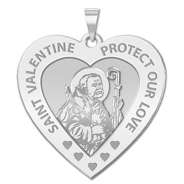 Saint Valentine Heart Shaped Religious Medal