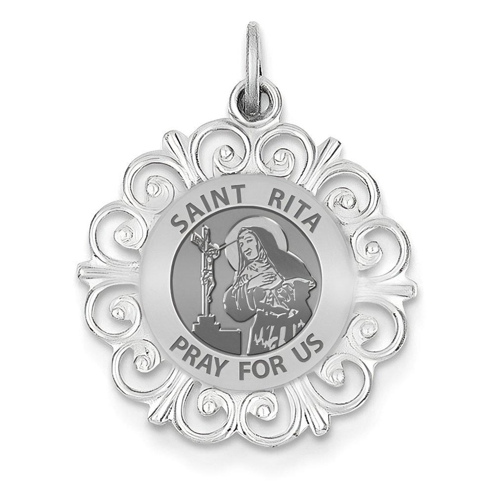 Saint Rita Round Filigree Religious Medal