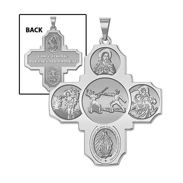 Four Way Cross - Fencing Religious Medal  "EXCLUSIVE"