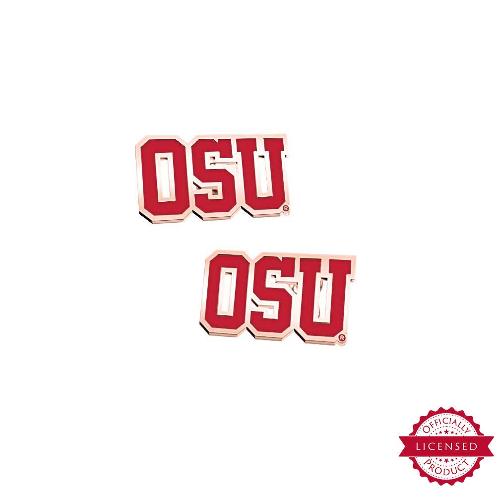 Pair Of OSU Color Enamel Earrings