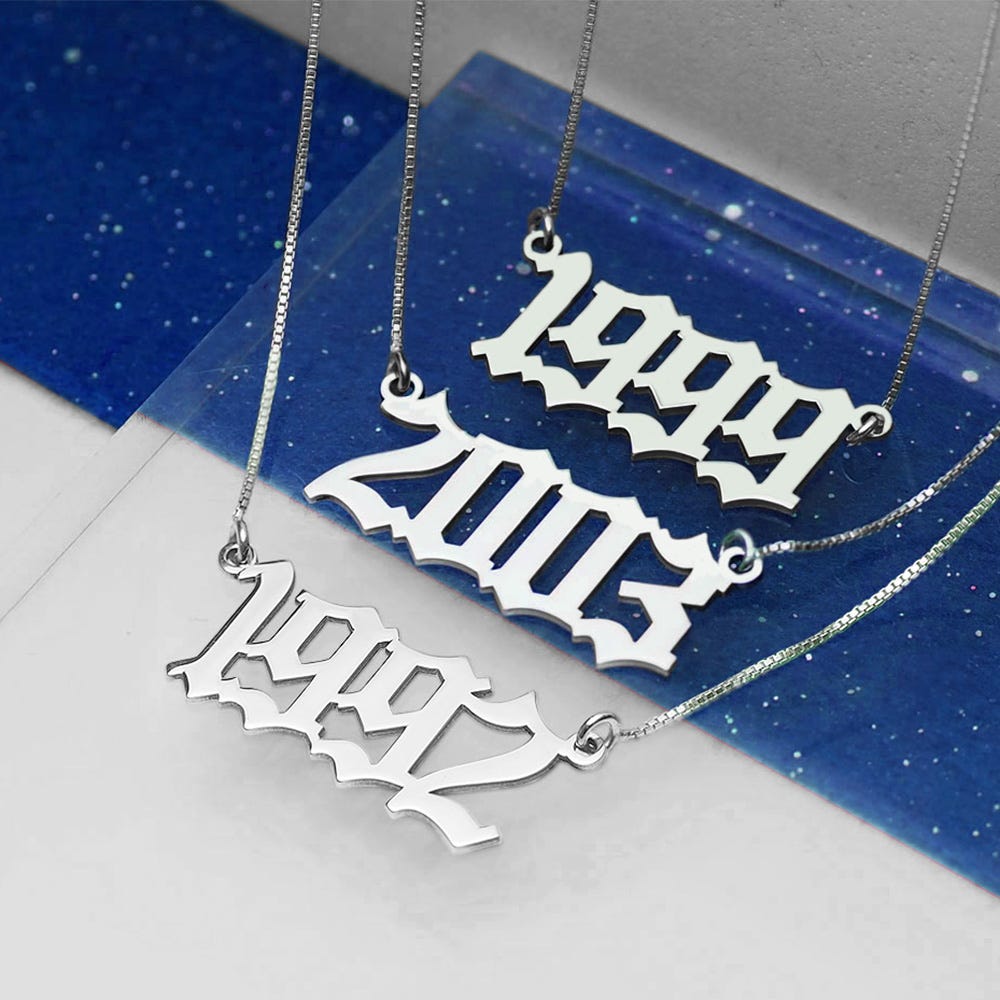 Old English Date Necklace with Chain Included