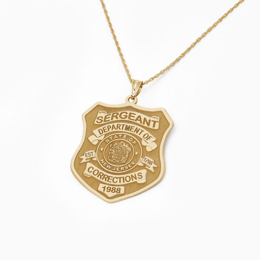 Personalized New Jersey Correction Police Shield Badge with Your Rank, Number & Department