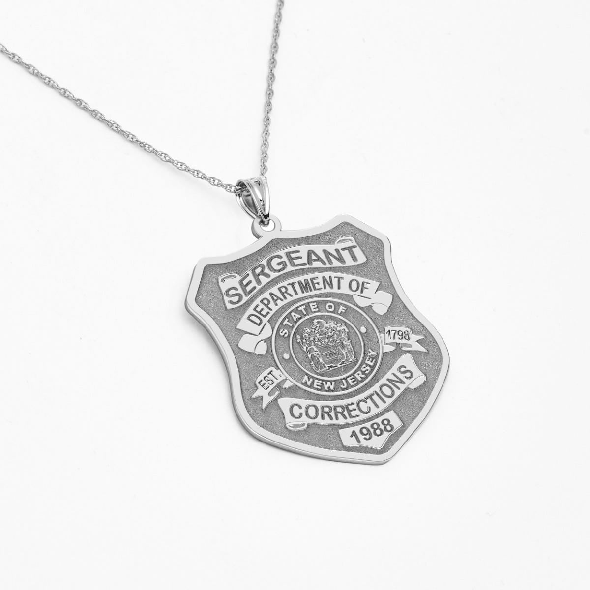 Personalized New Jersey Correction Police Shield Badge with Your Rank, Number & Department