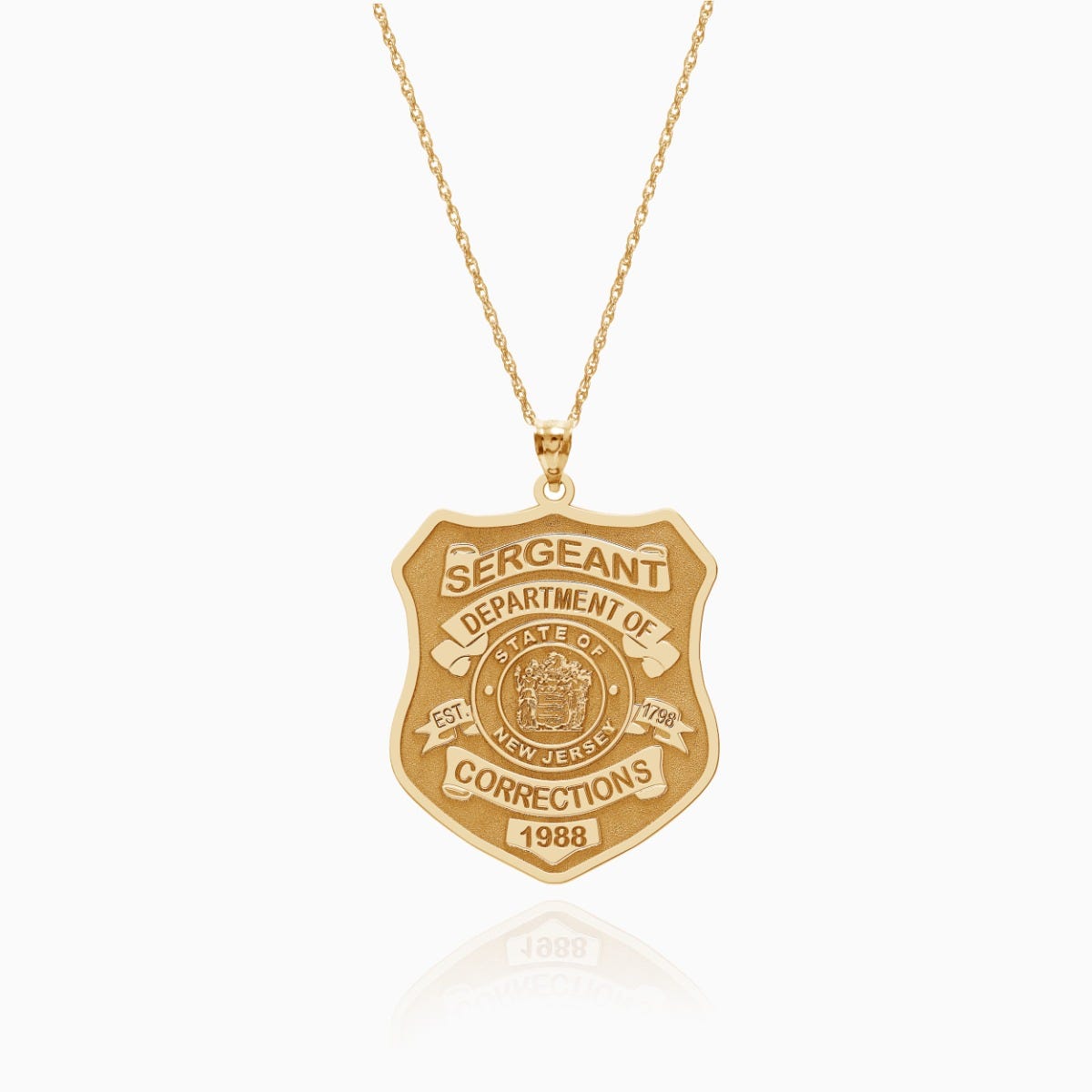 Personalized New Jersey Correction Police Shield Badge with Your Rank, Number & Department