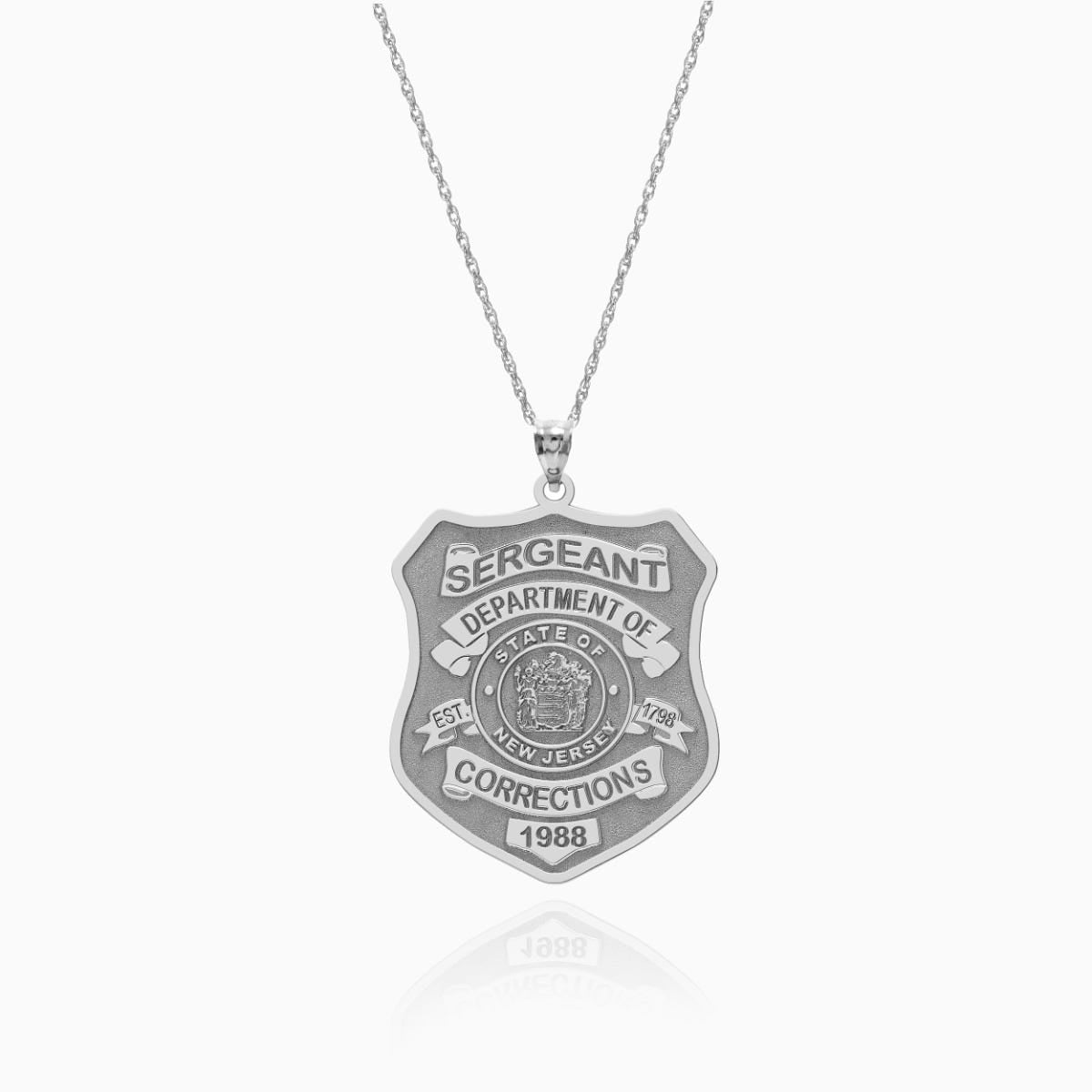 Personalized New Jersey Correction Police Shield Badge with Your Rank, Number & Department