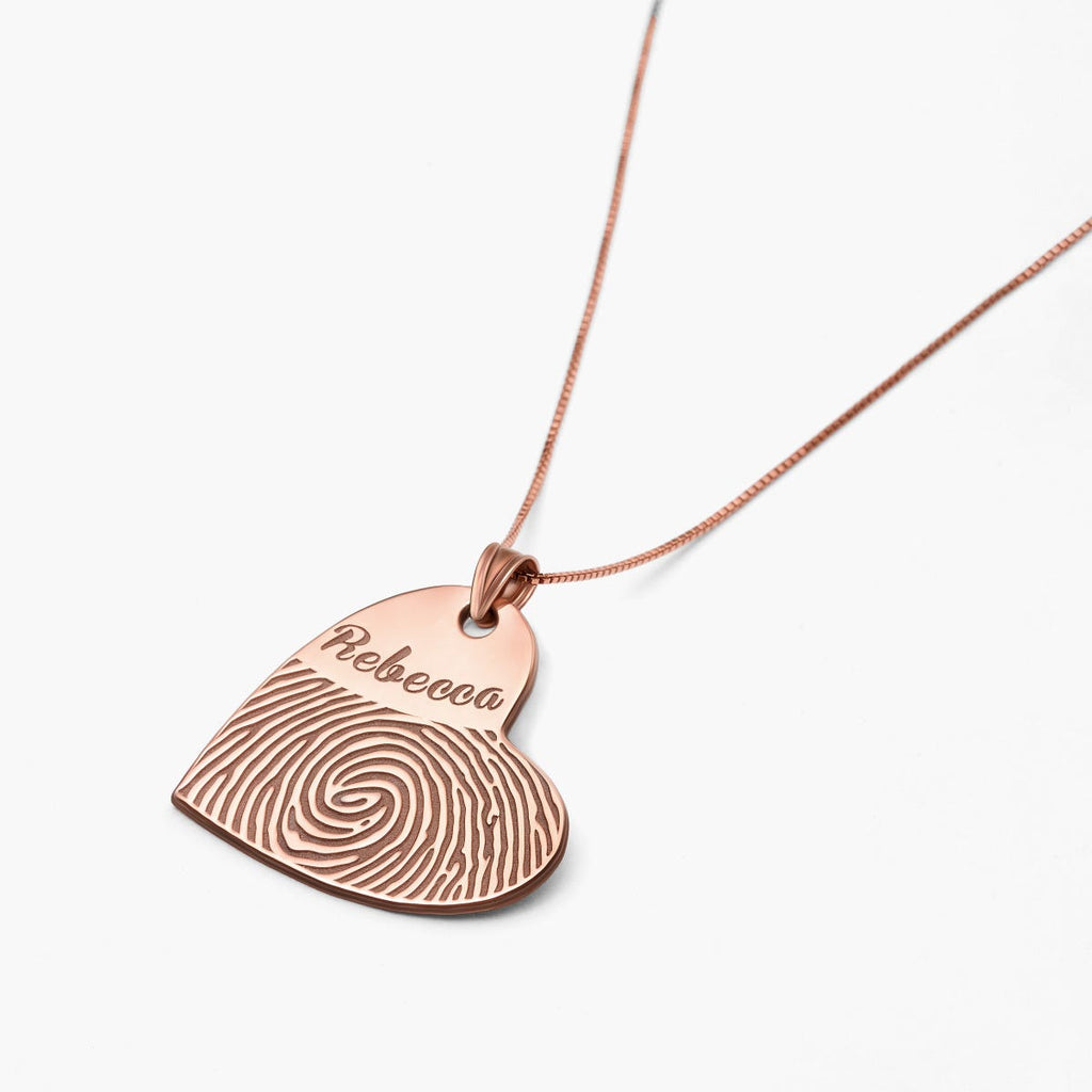 Custom Fingerprint Dangle Heart Charm or Pendant with Reverse Photo Option