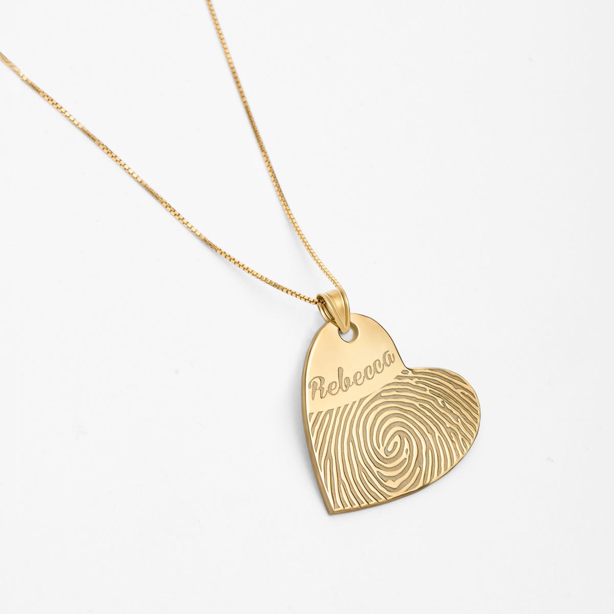 Custom Fingerprint Dangle Heart Charm or Pendant with Reverse Photo Option