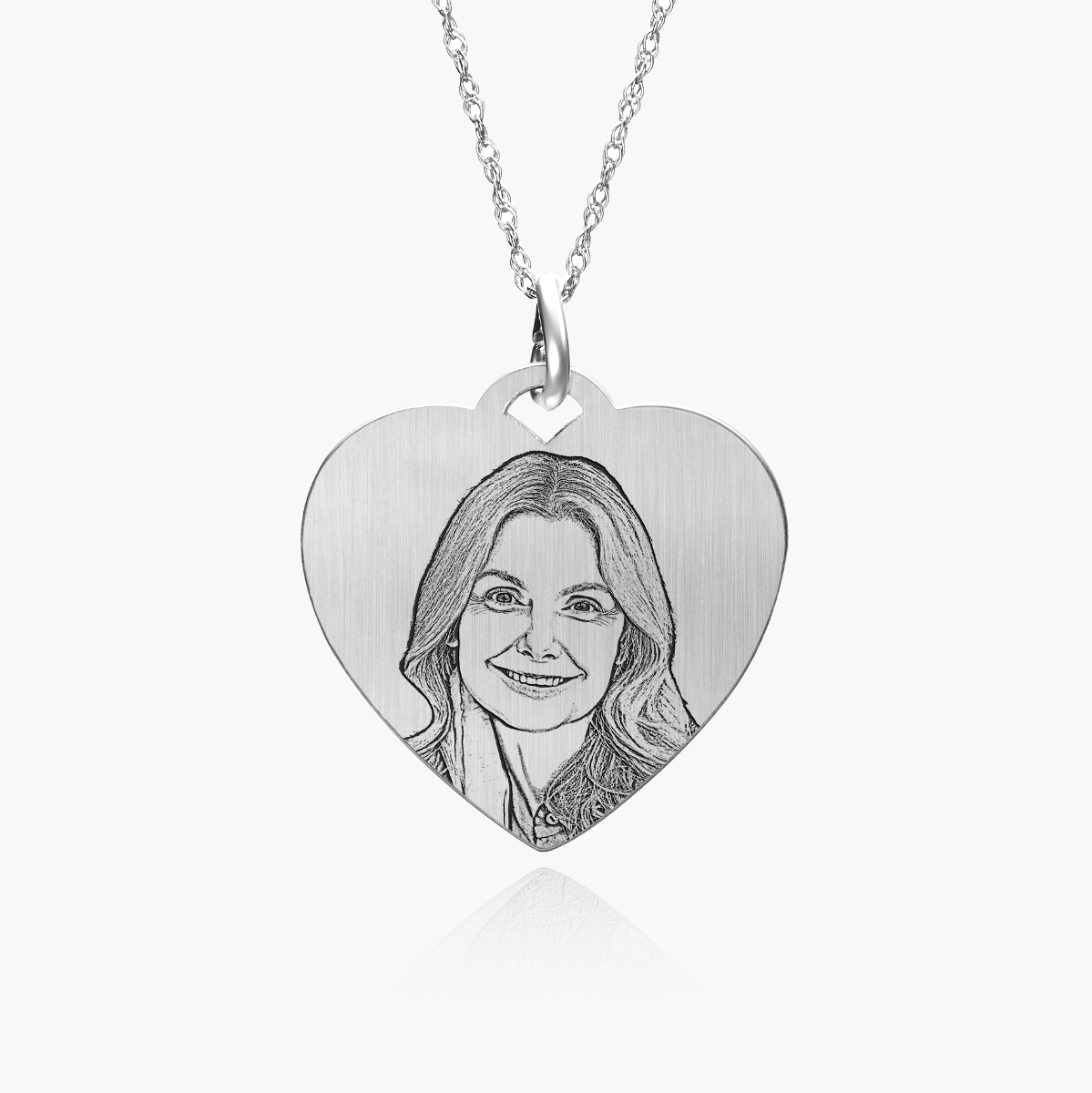 Antiqued Laser Carved Sterling Silver Photo Heart Pendant with 18" Necklace Included