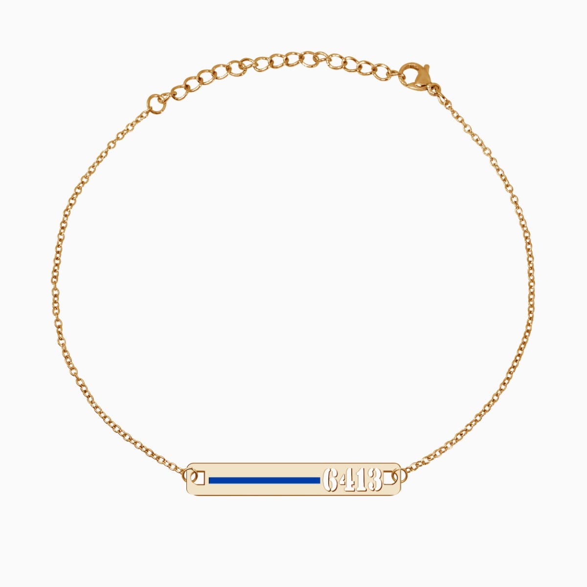 Personalized Thin Blue Line Curb Link ID Bracelet