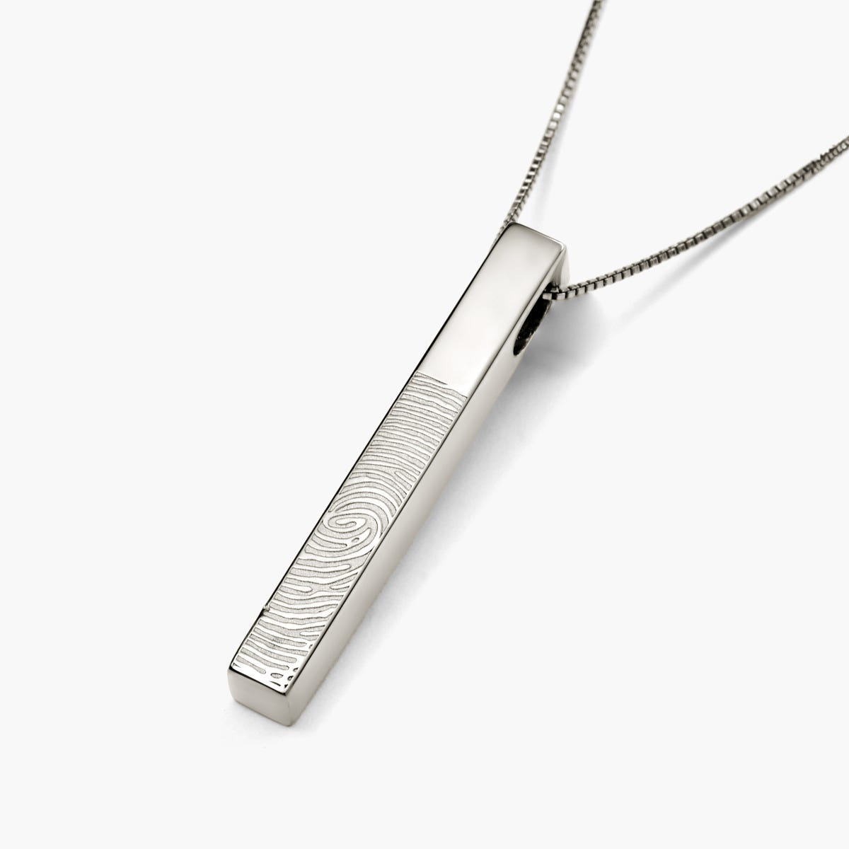 Personalized Fingerprint Vertical 3D Bar Necklace