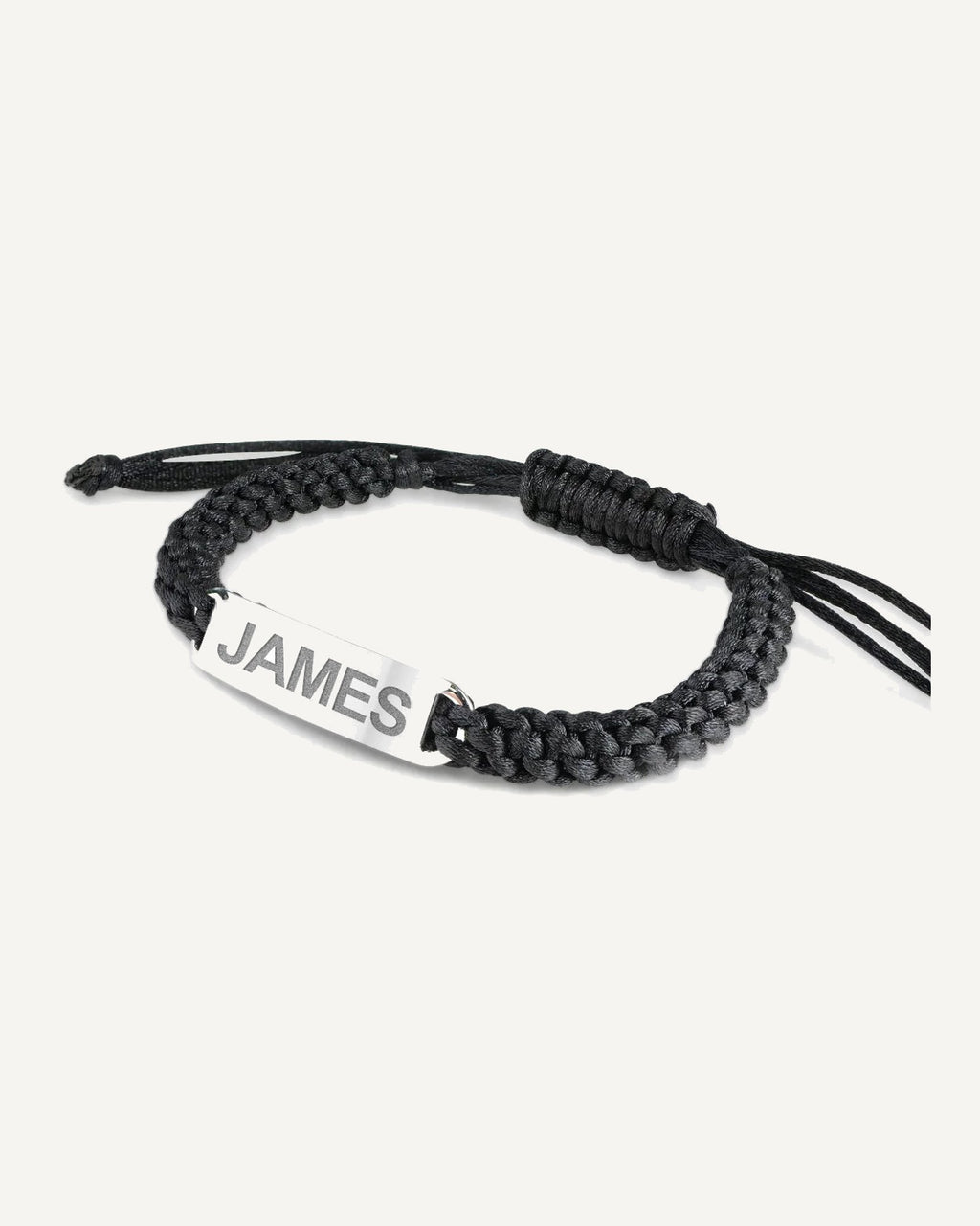 Custom Engraved Stainless Steel Black Leather ID Bracelet