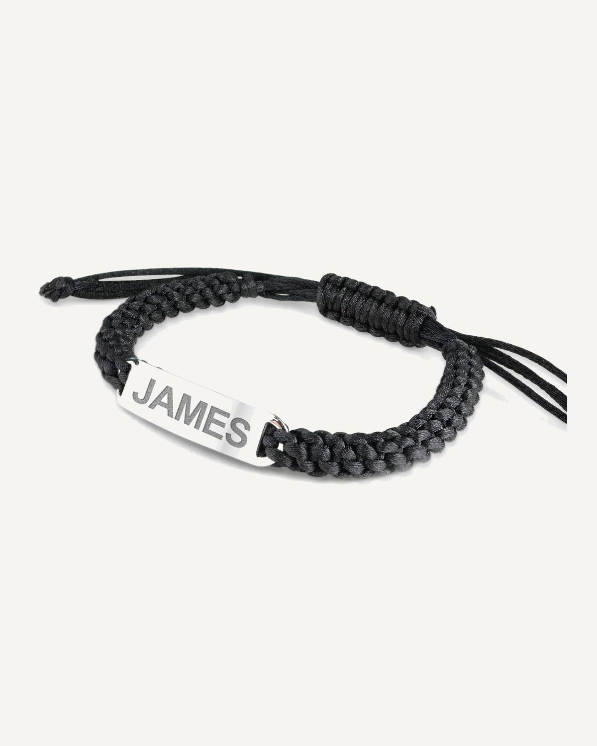 Custom Engraved Stainless Steel Black Leather ID Bracelet