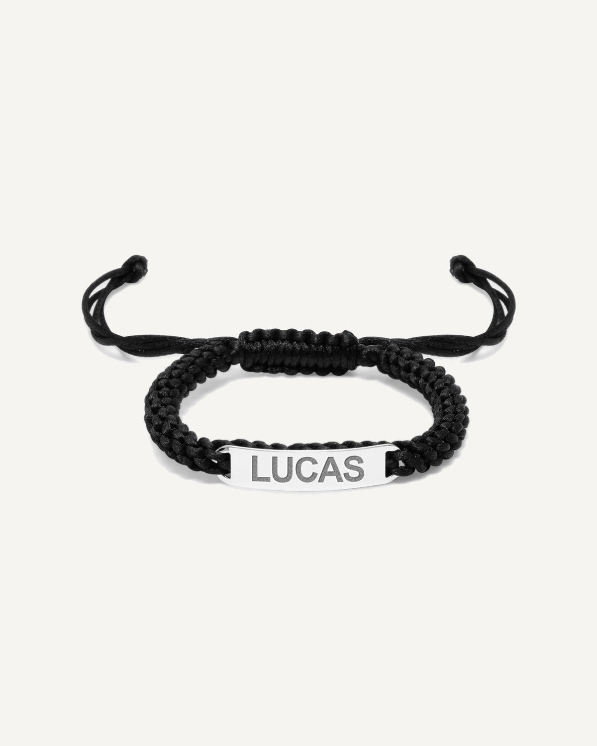 Custom Engraved Stainless Steel Black Leather ID Bracelet