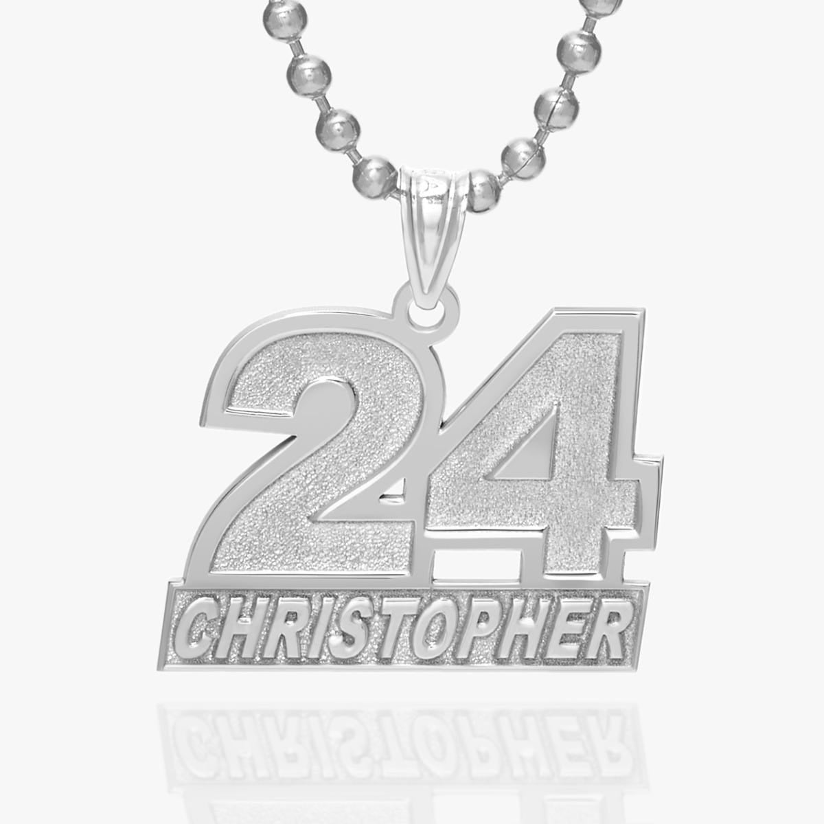 Personalized Racecar Number Pendant with Name