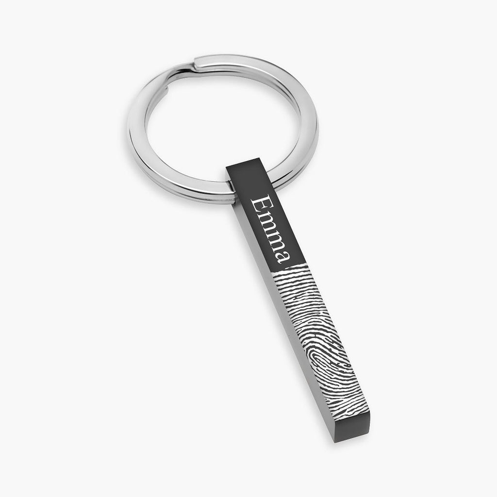 Personalized Fingerprint Vertical 3D Bar Keychain