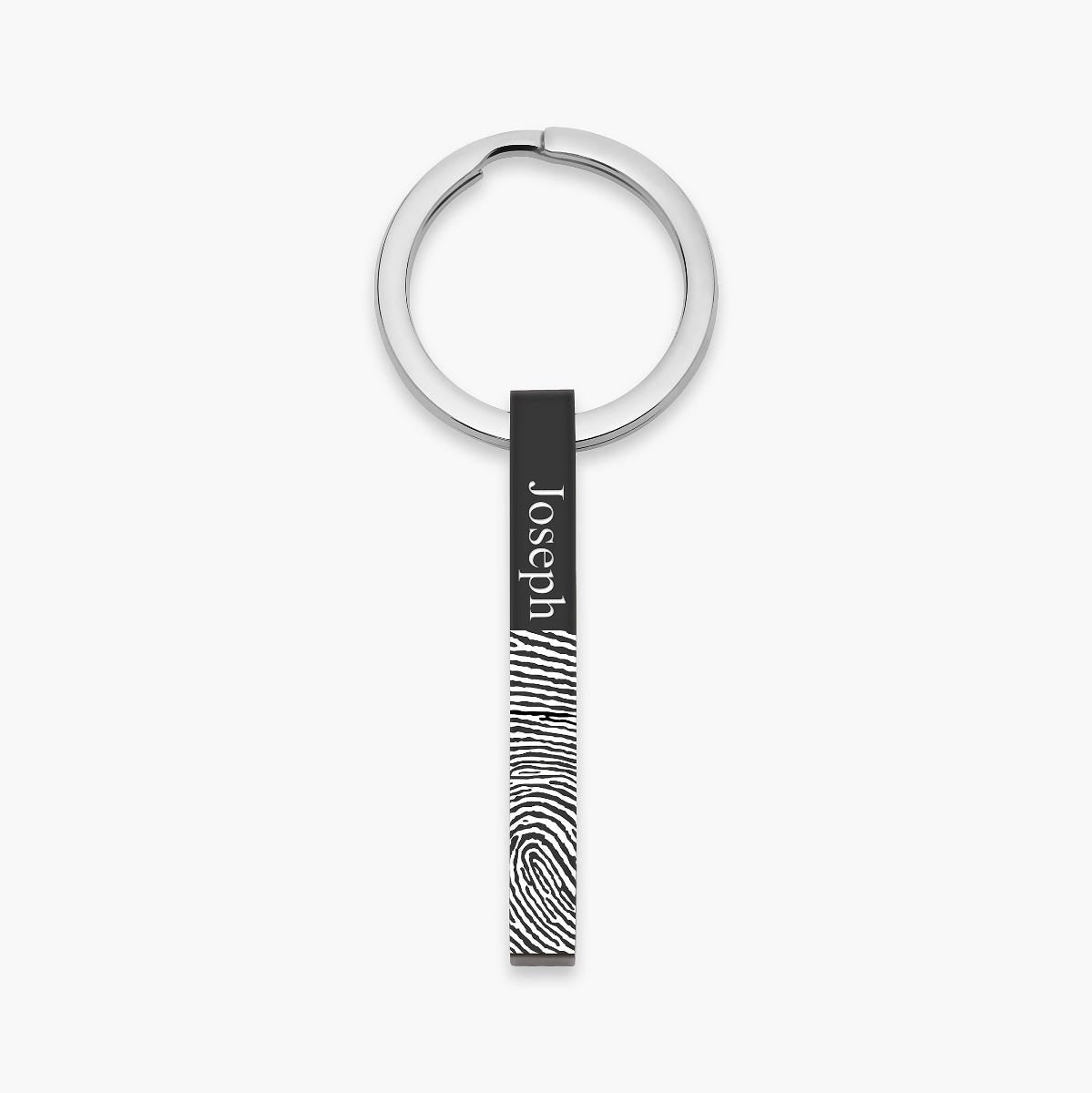 Personalized Fingerprint Vertical 3D Bar Keychain