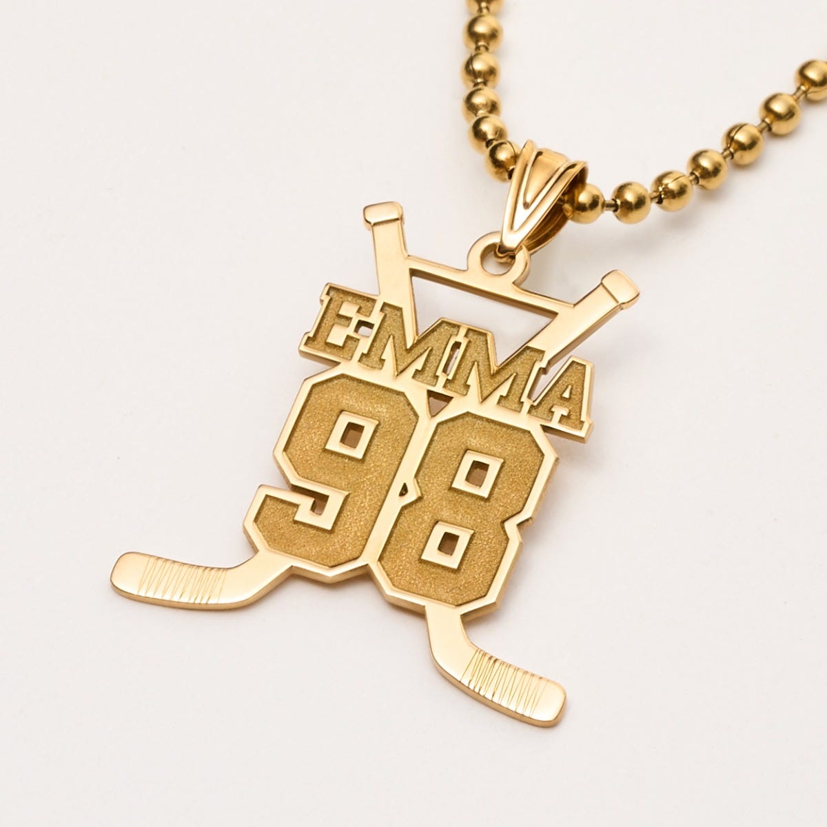 Personalized Hockey Sticks Pendant w/ Name And Number
