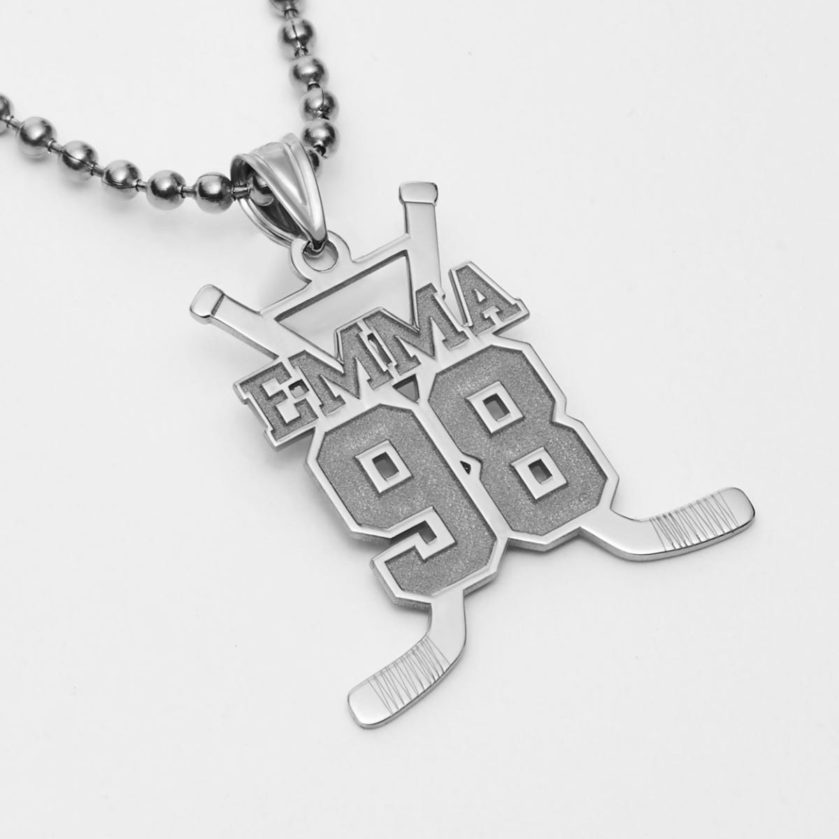 Personalized Hockey Sticks Pendant w/ Name And Number