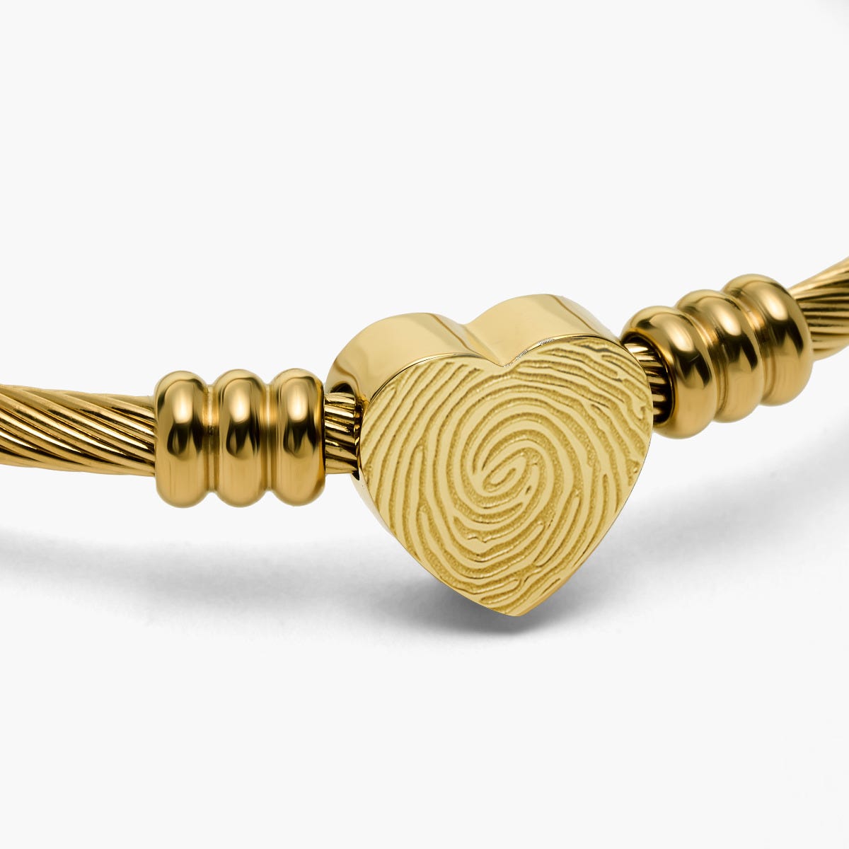 Custom Fingerprint Heart Bangle Bracelet