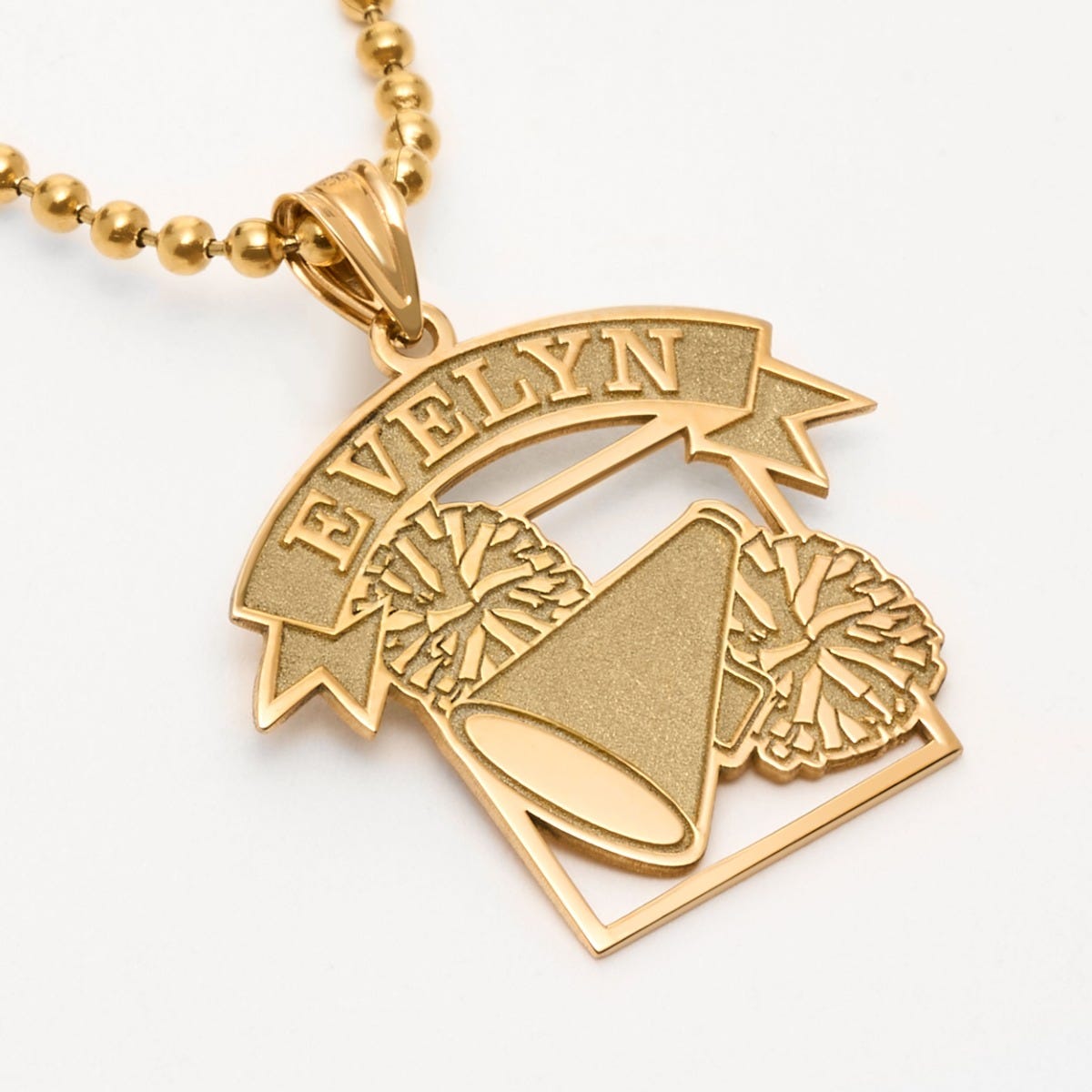 Personalized Cheerleader Banner Name Pendant with Chain Included