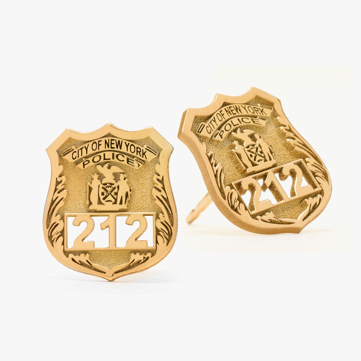 Personalized Police Badge Earrings with Your Number & Department