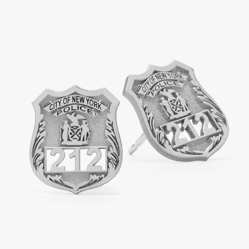 Personalized Police Badge Earrings with Your Number & Department