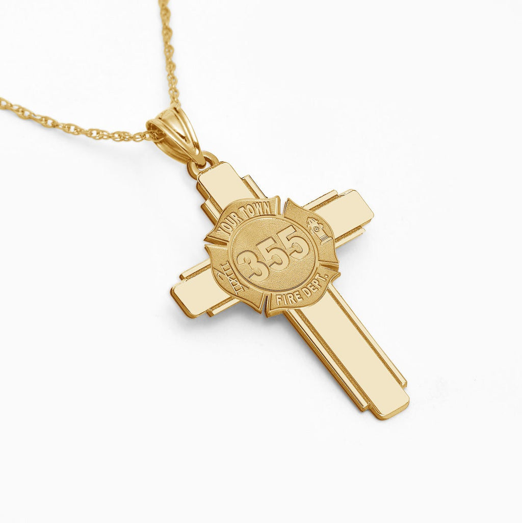 Personalized Firefighter Fire Badge Cross
