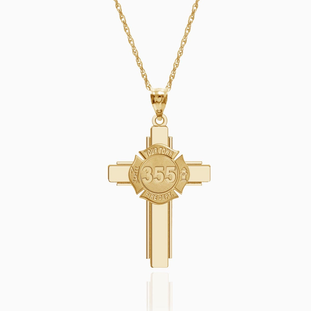 Personalized Firefighter Fire Badge Cross