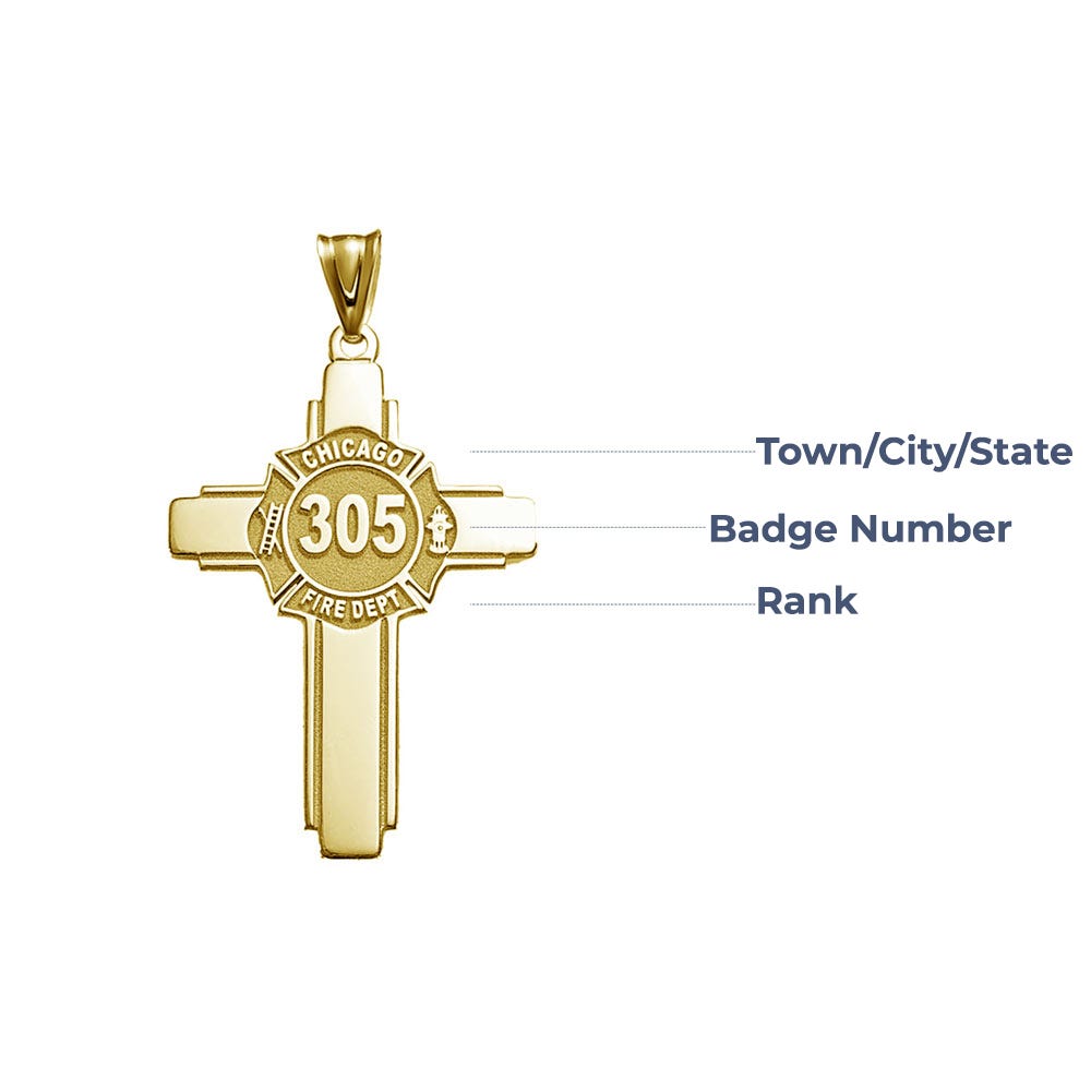 Personalized Firefighter Fire Badge Cross